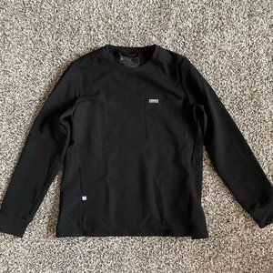 Crew Neck Scrub Top Long Sleeve Black XS